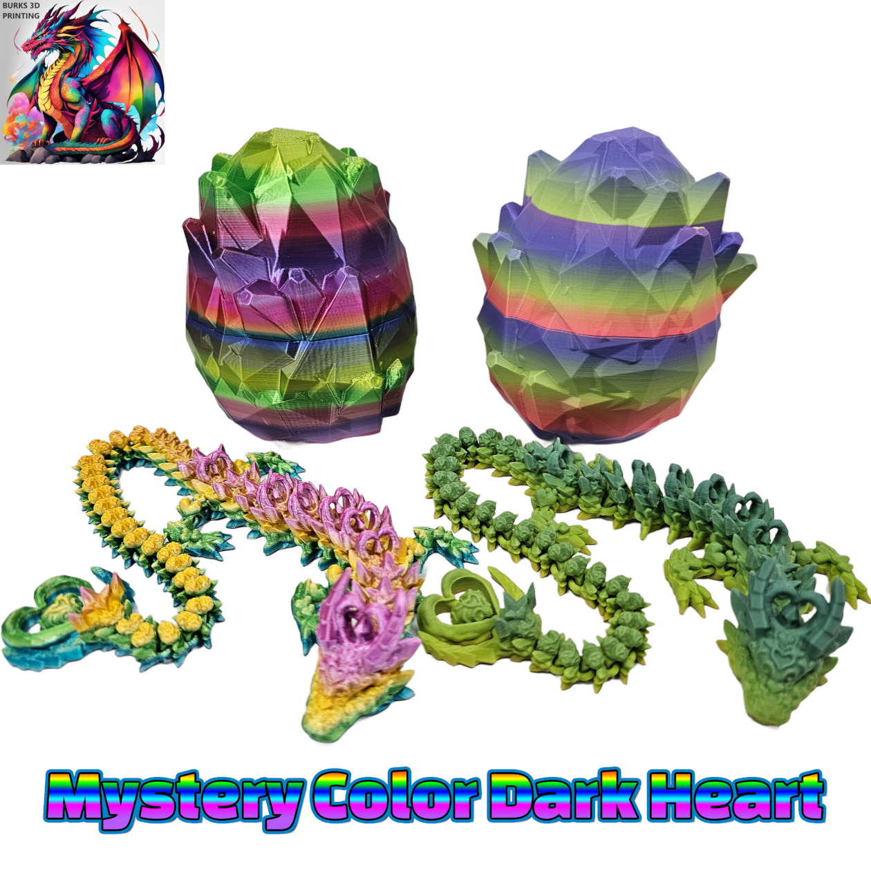 15" Heart Dragon With Matching Egg, 3D Printed Articulated Desk Fidget, Perfect Gift For Men Or Women