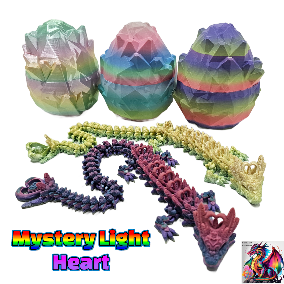 15" Heart Dragon With Matching Egg, 3D Printed Articulated Desk Fidget, Perfect Gift For Men Or Women