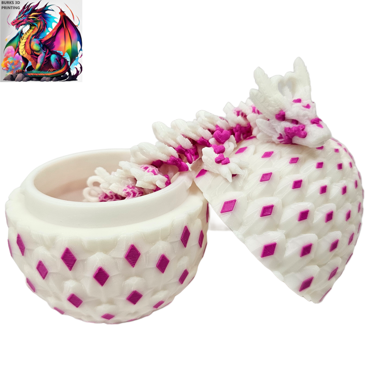 15" Heart Dragon With Matching Egg, 3D Printed Articulated Desk Fidget, Perfect Gift For Men Or Women