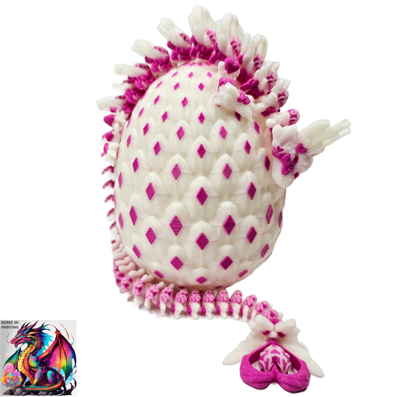 15" Heart Dragon With Matching Egg, 3D Printed Articulated Desk Fidget, Perfect Gift For Men Or Women