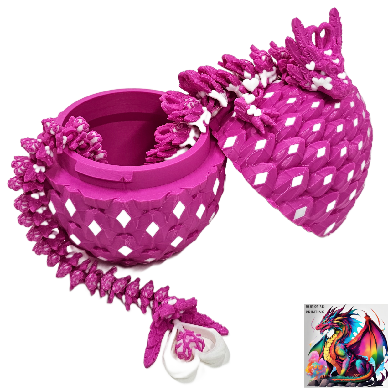 15" Heart Dragon With Matching Egg, 3D Printed Articulated Desk Fidget, Perfect Gift For Men Or Women