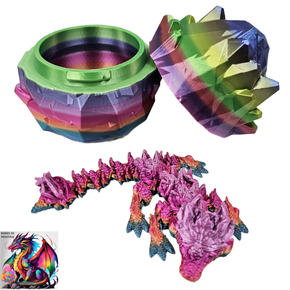 BABY DRAGONS with Matching Eggs, 3D Printed Fully Articulated Desk Fidget, Perfect Gift for Men or Women, Crystal, Easter, Mistletoe, Clover, Autumn, Coral, Orchid