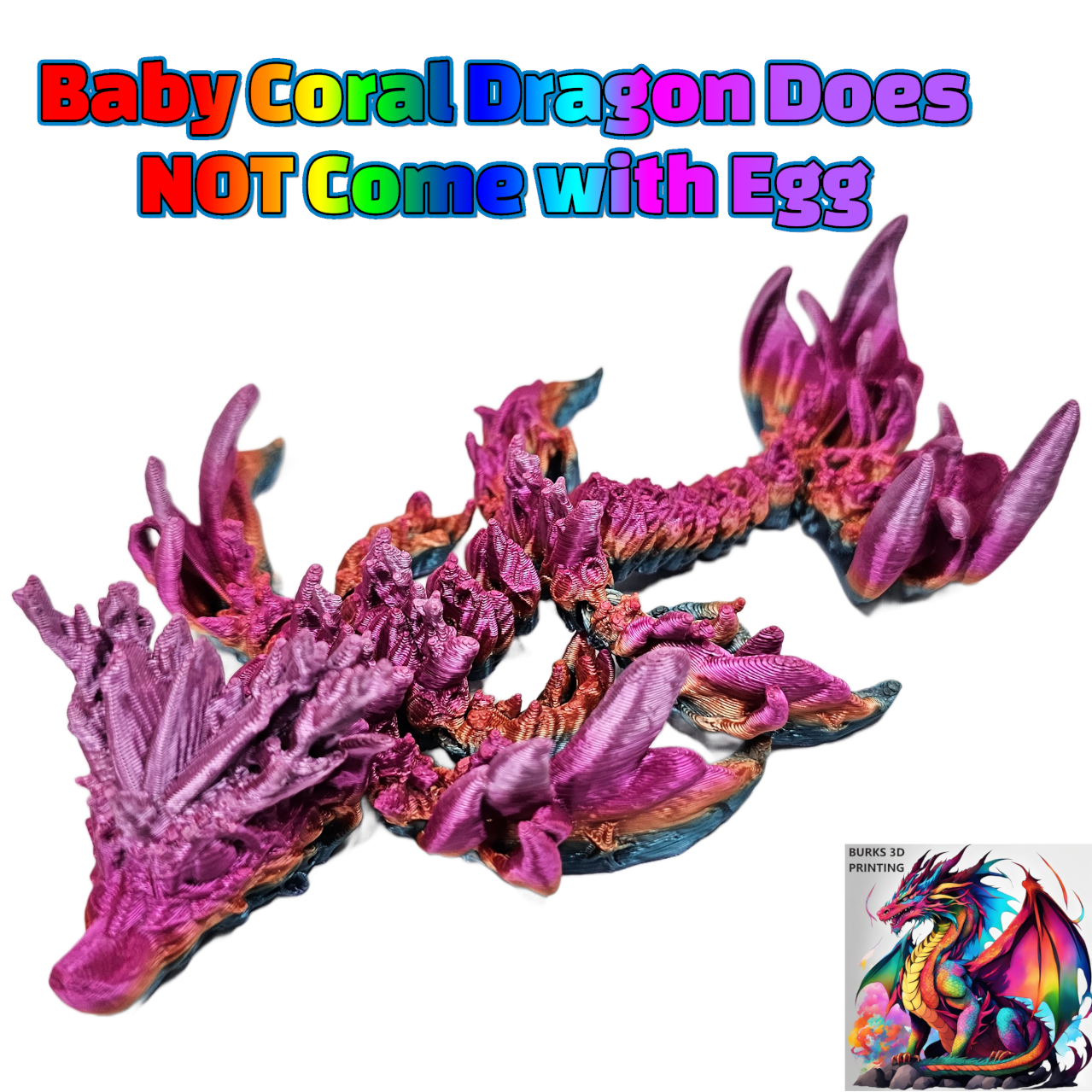 BABY DRAGONS with Matching Eggs, 3D Printed Fully Articulated Desk Fidget, Perfect Gift for Men or Women, Crystal, Easter, Mistletoe, Clover, Autumn, Coral, Orchid