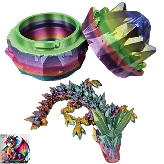 BABY DRAGONS with Matching Eggs, 3D Printed Fully Articulated Desk Fidget, Perfect Gift for Men or Women, Crystal, Easter, Mistletoe, Clover, Autumn, Coral, Orchid