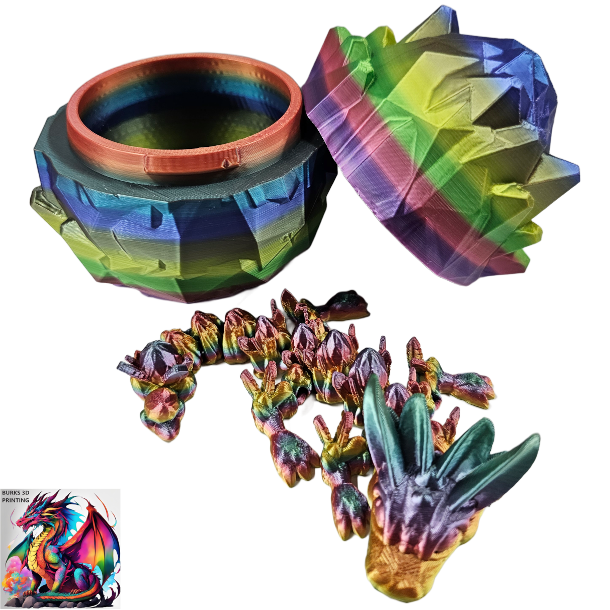 BABY DRAGONS with Matching Eggs, 3D Printed Fully Articulated Desk Fidget, Perfect Gift for Men or Women, Crystal, Easter, Mistletoe, Clover, Autumn, Coral, Orchid
