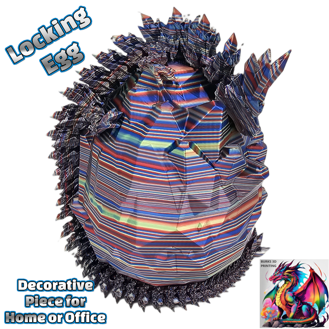 13" "Surprise Me" Rainbow Colors 3D Printed Articulated Desk Fidget Crystal Dragon with Matching Egg Perfect Gift for Men or Women- Durable PLA Plastic, Sensory Sensation Chrome, Pastel