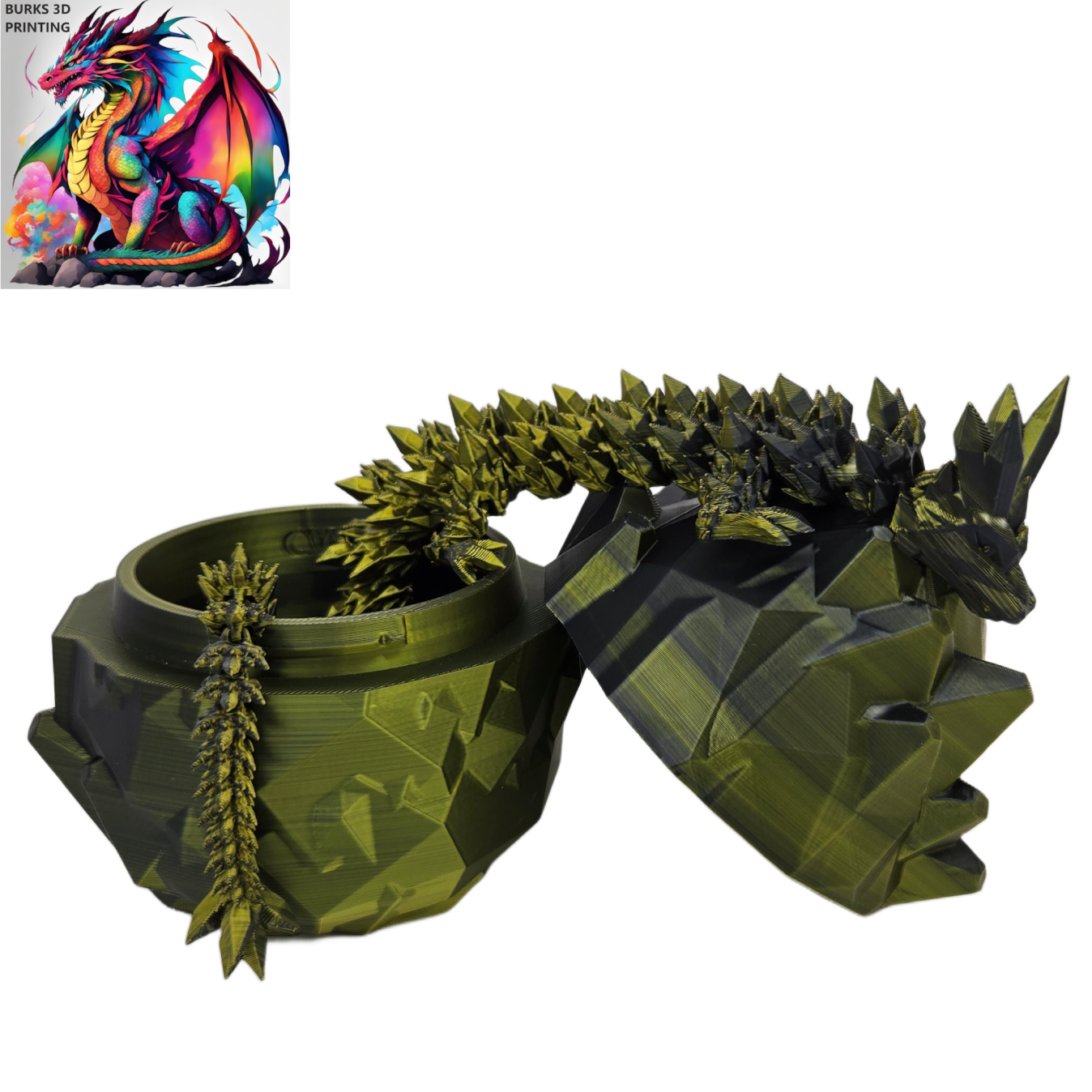 13 Inch Crystal Dragon with Matching Egg, 3D Printed Fully Articulated Desk Fidget, Perfect Gift for Men or Women