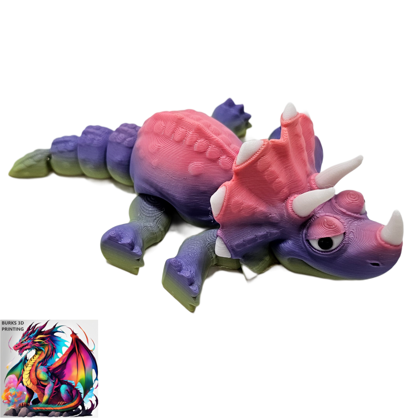Dinosaur 3Pack Triceratops, Brachiosaurus, & T-Rex Surprise Colors and Glow in the Dark Option, 3D Printed Articulating Tales and Legs, Perfect Desk Fidget Gift for Men or Women