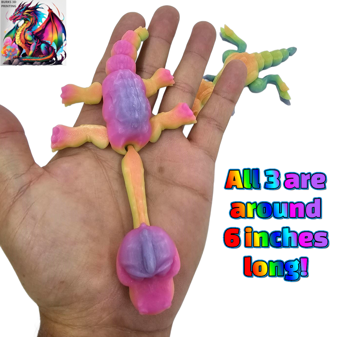 Dinosaur 3Pack Triceratops, Brachiosaurus, & T-Rex Surprise Colors and Glow in the Dark Option, 3D Printed Articulating Tales and Legs, Perfect Desk Fidget Gift for Men or Women
