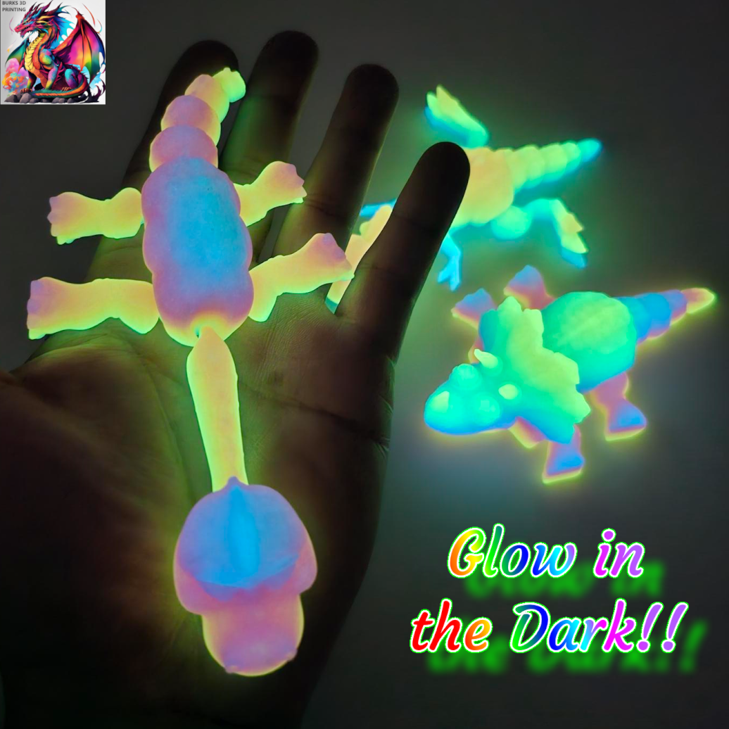 Dinosaur 3Pack Triceratops, Brachiosaurus, & T-Rex Surprise Colors and Glow in the Dark Option, 3D Printed Articulating Tales and Legs, Perfect Desk Fidget Gift for Men or Women