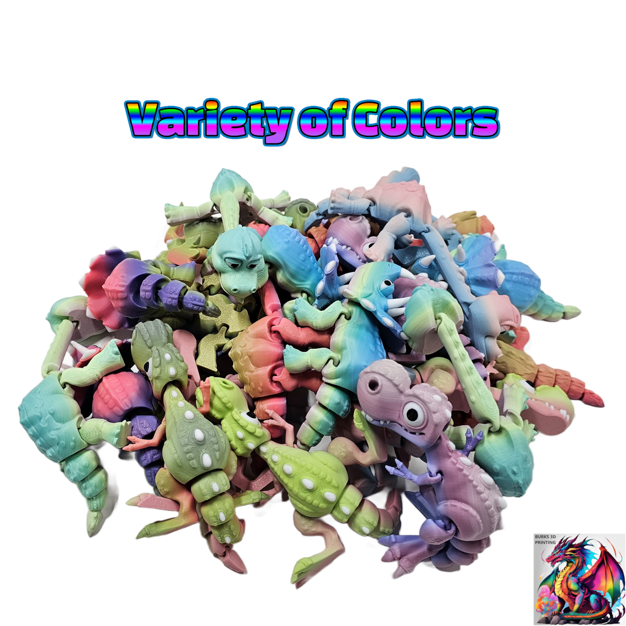 Dinosaur 3Pack Triceratops, Brachiosaurus, & T-Rex Surprise Colors and Glow in the Dark Option, 3D Printed Articulating Tales and Legs, Perfect Desk Fidget Gift for Men or Women
