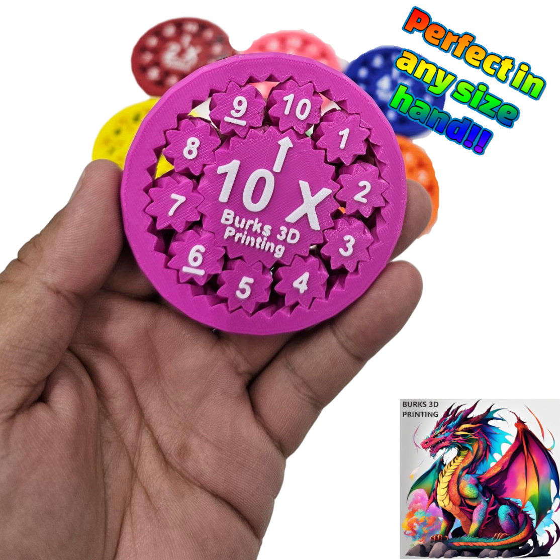 Math Fidget 9 Pack, Anxiety Relief - Gear Fidget Spinner, ADHD , Stress Relief for Adults, Addition, Subtraction, Multiplication, and Division
