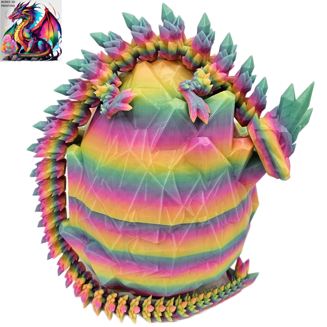 XXL Glow In The Dark Crystal Dragon Almost 30" 3D Printed Dragon With Matching Crystal Dragon Egg  Articulated Dragon Desk Fidget Great Gift
