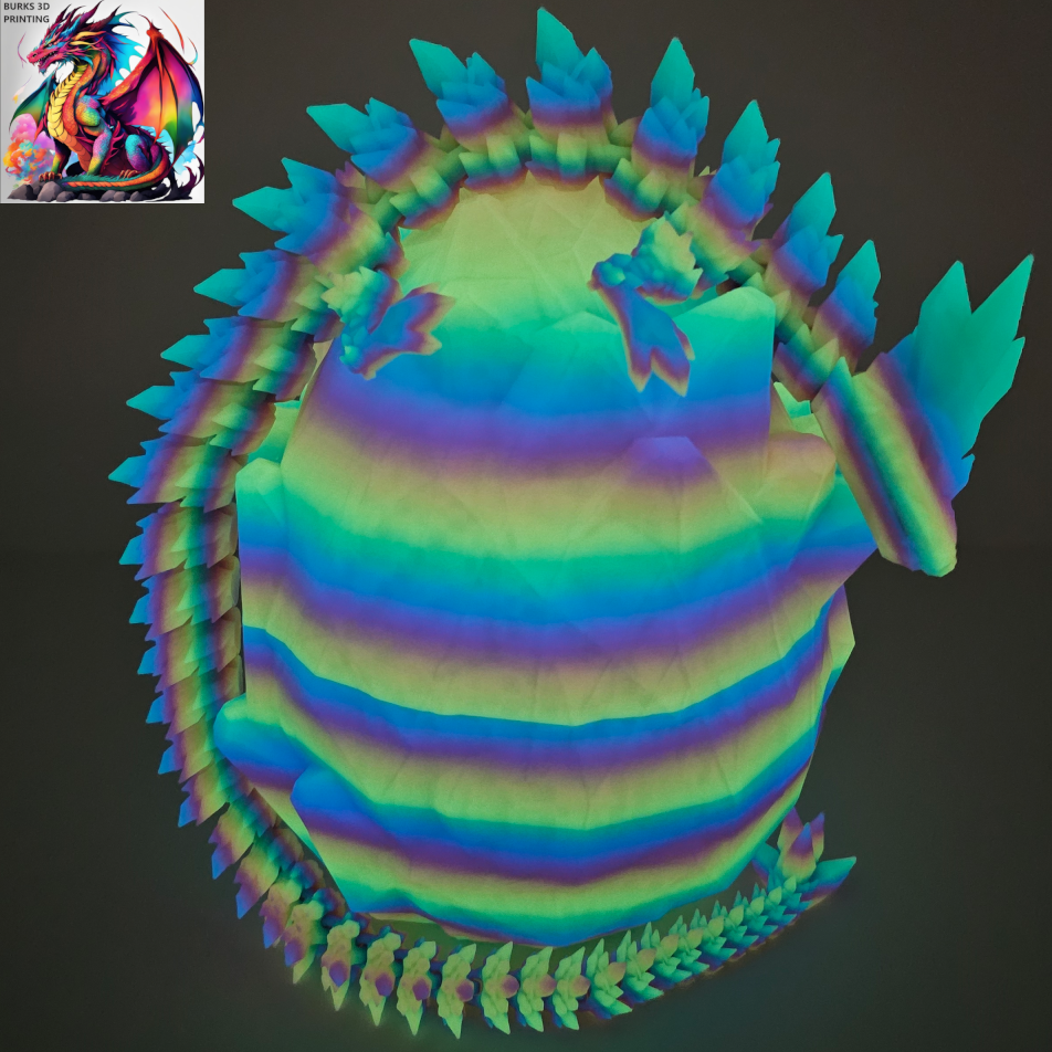 XXL Glow In The Dark Crystal Dragon Almost 30" 3D Printed Dragon With Matching Crystal Dragon Egg  Articulated Dragon Desk Fidget Great Gift